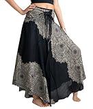 Long Skirts for Women Maxi Boho Skirt Hippie Clothes Bohemian Print (Hippierose Black, One Size)