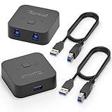 Plugable USB 3.0 Sharing Switch, One-Button USB A Switch to Share Devices Between 2 Computers | KVM Switch for Keyboards, Docking Stations & More