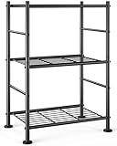 Sakugi Storage Shelves - 3 Tier Shelf Organizer, Sturdy Metal Shelving with Adjustable Leveling Feet, Space-Saving Shelves Organizer for Pantry, Laundry, Kitchen (18" x 12" x 30", Black)