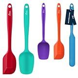 HOTEC Food Grade Silicone Rubber Spatula Set for Baking, Cooking, and Mixing High Heat Resistant Non Stick Dishwasher Safe BPA-Free Multicolor Set of 5