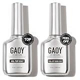 GAOY Gel Top Coat and Peel Off Base Coat Set, 16ml 2 Pcs Clear No Wipe Finish and Peelable Foundation Combination for UV Light Gel Nail Polish