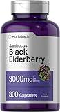 Horbäach Black Elderberry | 3000mg Capsules | 300 Count | Non-GMO, Gluten Free | Sambucus Supplement