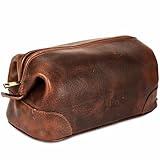 HLC Leather Toiletry Bag for Men - Best Gift for Men - Premium Genuine Leather Dopp Kit Shaving Kit Organizer Travel Kit Pouch Bag for Men - Large Size (Brown)