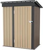 Furniwell Outdoor Storage Shed, Metal Garden Sheds Outdoor Storage House with Single Lockable Door for Backyard Patio Lawn (Brown, 5 x 3 FT)