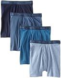 Hanes Ultimate Men's 4-Pack FreshIQ Tagless Cotton Boxer with ComfortFlex Waistband Briefs, Assorted Blues, Medium