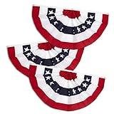 1.5x3 Ft Bunting Flags outdoor 4th of July Decorations American flags - Half Fan Banner Pleated Patriotic flag USA Flags 3-Pack