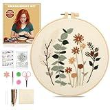 JOINRUN Embroidery Kit for Beginners Adults, Cross Stitch Kits, Includes Embroidery Patterns, Color Threads, Full Range Accessories, Easy to Follow Instruction and Video (Flower)