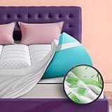 Dual Layer 4 Inch Memory Foam Mattress Topper for Pressure Relief with 4X Support, 2" Pillow Top Queen Mattress Topper 50% Viscose Made from Bamboo Plus 2" Cooling Gel Memory Foam Comfort Mattress Pad