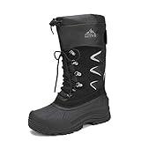 NORTIV 8 Men's Waterproof Hiking Winter Snow Boots Insulated Fur Liner Lightweight Outdoor Booties Black Size 9 MOUNTAINEER-1M