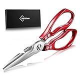 BoFuYuan Kitchen Shears for Food: Multipurpose Heavy Duty Kitchen Shears for Cutting Chicken, Meat, Food, (9'' Red)