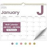 2025 Wall Calendar, 18 Monthly Wall Calendar from January 2025 - June 2026, 11.5" x 14.7", Twin-Wire Binding, Large Hanging Calendar with Thick Paper for Home & Office, Letters