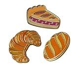 Novel Merk Bread Baker & Croissant Patisserie Chef Lapel Pin, Hat Pin & Tie Tack Set with Clutch Back (3-Mixed Bakery)