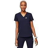 FIGS Catarina One-Pocket Scrub Top for Women — Navy Blue, S