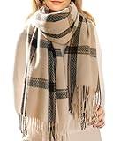 FURTALK Winter Scarf for Women Shawl Cashmere Feel Tassel Plaid Large Oversized Scarves Wraps