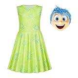 cefirature Girls Joy Costume Dress with Mask Toddler Kids Cartoon Printed 2 Two Movie Outfits Casual Daily School Wear Dress up Halloween Birthday Gift