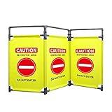 3 Panels Safety Barricade 5.8FT Foldable Security Sign Barrier Gate with Heavy Duty PVC Frame High Visibility Caution Symbol Crowd Control Restricted Area Pedestrian Barricade "DO NOT Enter" Yellow