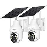 SEHMUA 2K Solar Security Cameras Wireless Outdoor, 2 Pack 360° View Pan/Tilt WiFi Security Camera Outside with Color Night Vision,Easy to Install, PIR Alarm, 2-Way Audio