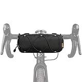 Rhinowalk Bike Handlebar Bag, Bicycle Front Bag Frame Storage Roll Bag Mountain Road Bikes Commuter Shoulder Bag Professional Cycling Accessories-Black+Black