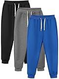 Resinta 3/4 Pack Boys Cotton Sweatpants Youth Active Joggers Kids Casual Pants with Drawstring and Pocket