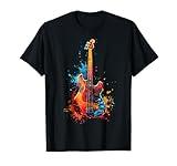 Bass Guitar instrument on colorful painted Bass Guitar T-Shirt