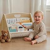 Decorative Bookshelf for Toddlers and Kids - Beautiful Montessori Shelf to Display All Books for Your Little One - The Perfect Nursery Organizer for Your Baby Girl/Boy´s Bedroom & as Play Room Decor