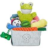 MRSOHRET 20Pcs Puppy Chew Toys for Teething, Dog Chew Toys with Rope Toys, Pet Dog Toothbrush, Treat Balls, Plush Toys and Squeaky Toy for Small Medium Dogs with Basket