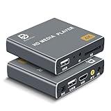 4K Digital Media Player, TV MP4 Video Player with HDMI/AV Output, Digital Signage Mini HD Media Players for USB Drives/SD Cards, H.265/HEVC, Looping, Auto Playback, Grey