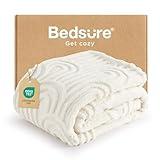Bedsure Throw Blanket for Couch - Gifts for Women, Super Soft & Cozy Summer Fleece Blankets for Women, Fuzzy Fluffy Throw for Girls, Room Dorm Decor Aesthetic, White, 50x60 Inches