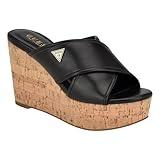 Guess Women's CLOYS Wedge Sandal, Black 001, 7.5