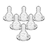 Dr. Brown’s Natural Flow Level 2 Narrow Baby Bottle Silicone Nipple, Medium Flow, 3m+, 100% Silicone Bottle Nipple, 6 Count