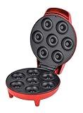 Courant Mini Donut Maker Machine for Holiday, Kid-Friendly, Breakfast or Snack, Desserts & More with Non-stick Surface, Makes 7 Doughnuts, Red