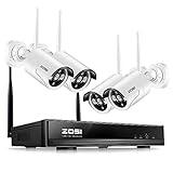 ZOSI Wireless Security Cameras System 1080P HD WiFi NVR and 4pcs 100ft Night Vision 1.0MP 720P Indoor Outdoor Wireless CCTV Cameras, AUTO-PAIR, Smartphone Remote Access (NO Hard Drive)