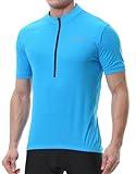 Spotti Men's Cycling Bike Jersey Short Sleeve with 3 Rear Pockets- Moisture Wicking, Breathable, Quick Dry Biking Shirt Lightblue