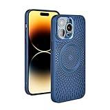 xoniery Compatible with iPhone 15 Pro Max All-Inclusive Hollow MagSafe Case [ Senior Heat Dissipation Breathable ] [ Luxury Shock Protection ] iPhone 15 Pro Max Case for Man Women Girls-Blue