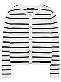 LILLUSORY Women's Striped Cardigan Sweaters Fall Outfits Clothes Fashion Trendy Long Sleeve Tops Casual Knit Lady Jackets White Black S