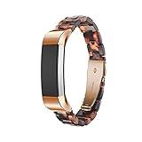 Ayeger Resin Band Compatible with Fitbit Alta/Alta HR/Ace,Women Men Resin Accessory Rose Gold Buckle Band Wristband Strap Blacelet for Fitbit Alta/Alta HR/Ace Smart Watch Fitness(Tortoise)