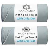 MOONSMILE 2 Pack Hot Yoga Mat Towels with Grip Dot,Yoga Mat Towels for Hot Yoga Non Slip,Soft Suede Microfiber Cover,Absorbent Pilates Exercise Accessories