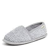 Dearfoams Women's Chenille A-Line Slipper, Sleet, Large