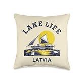 Lake Life Latvia Vacation Outdoors Throw Pillow