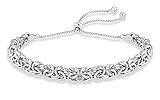 Miabella Italian 925 Sterling Silver Byzantine Bolo Bracelet for Women, Adjustable Bracelet Handmade in Italy (sterling-silver)