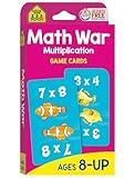 School Zone - Math War Multiplication Game Cards - Ages 8+, 3rd Grade, 4th Grade, 5th Grade, Math Games, Beginning Algebra, Multiplication Facts & Tables, and More