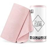 Fantasticlean Microfiber Cleaning Cloth Roll -40 Pack, Tear Away Microfiber Towels, 12" x 12", Reusable, Washable, Scratch Free, Ultra Absorbent Dish Rags for Car, Home, Garage or Shop (Pink)