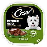 CESAR Adult Wet Dog Food Classic Loaf in Sauce Top Sirloin Flavor, 3.5 oz. Easy Peel Trays, Pack of 24