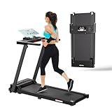 FitinOne Portable Foldable Treadmill, 3.0 HP Small Treadmills for Home Office with 300 LBS Capacity, Walking Treadmill with Handle Bar, Folding Running Walking Compact Treadmill with LED Display