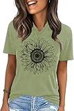 jusgai Women's Vintage Flowers Tshirts Floral Graphic Tees Wildflowers Shirts Summer Vacation Casual Short Sleeve Tops(Light Green-1,Large)