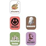 450pcs Genre Book Spine Labels for Library | Classroom Library Classification Stickers | Arts,Humor,Historical Fiction,Biography,History