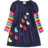 VIKITA Toddler Girls Dresses Winter Girl Clothes Long Sleeve Navy Dress Xmas Gift for Kids 2-8 Years LH5805, 5T