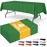 Niuara Green Plastic Table Cloth - 4 Pack 54" × 108" Rectangle Disposable Tablecloths for 6FT Tables, Waterproof Table Cover for Party, Holiday & Gathering Use
