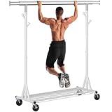 Gewudraw Heavy Duty Clothes Rack Load 480 LBS Metal Clothing Garment Rack Hang 200 pieces of clothing on Wheels Collapsible Rolling Portable & Adjustable with Hook for Hanging Clothes White