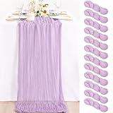 MLMC 12 Pack Lilac Purple Cheesecloth Table Runner 10ft Summer Decor Rustic Gauze Lavender Cheese Cloth Table Runner 35x120 Inches for Bridal Shower Baby Shower Birthday Wedding Decor